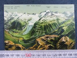 FURKA - GRIMSEL PANORAMA VOGELSCHAU AK VS / BE