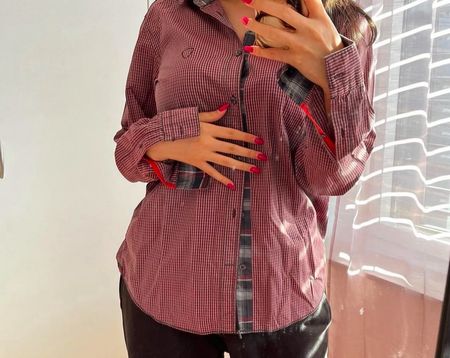 Chemise homme carreaux rouge style décontracté