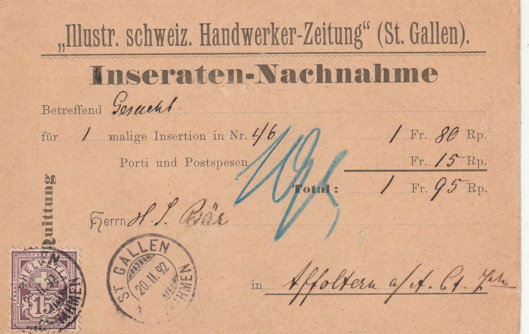 Tous les timbres: NN-Karte mit Zu. Nr. 64A – D'occasion à Rorschacherberg par fratovi2