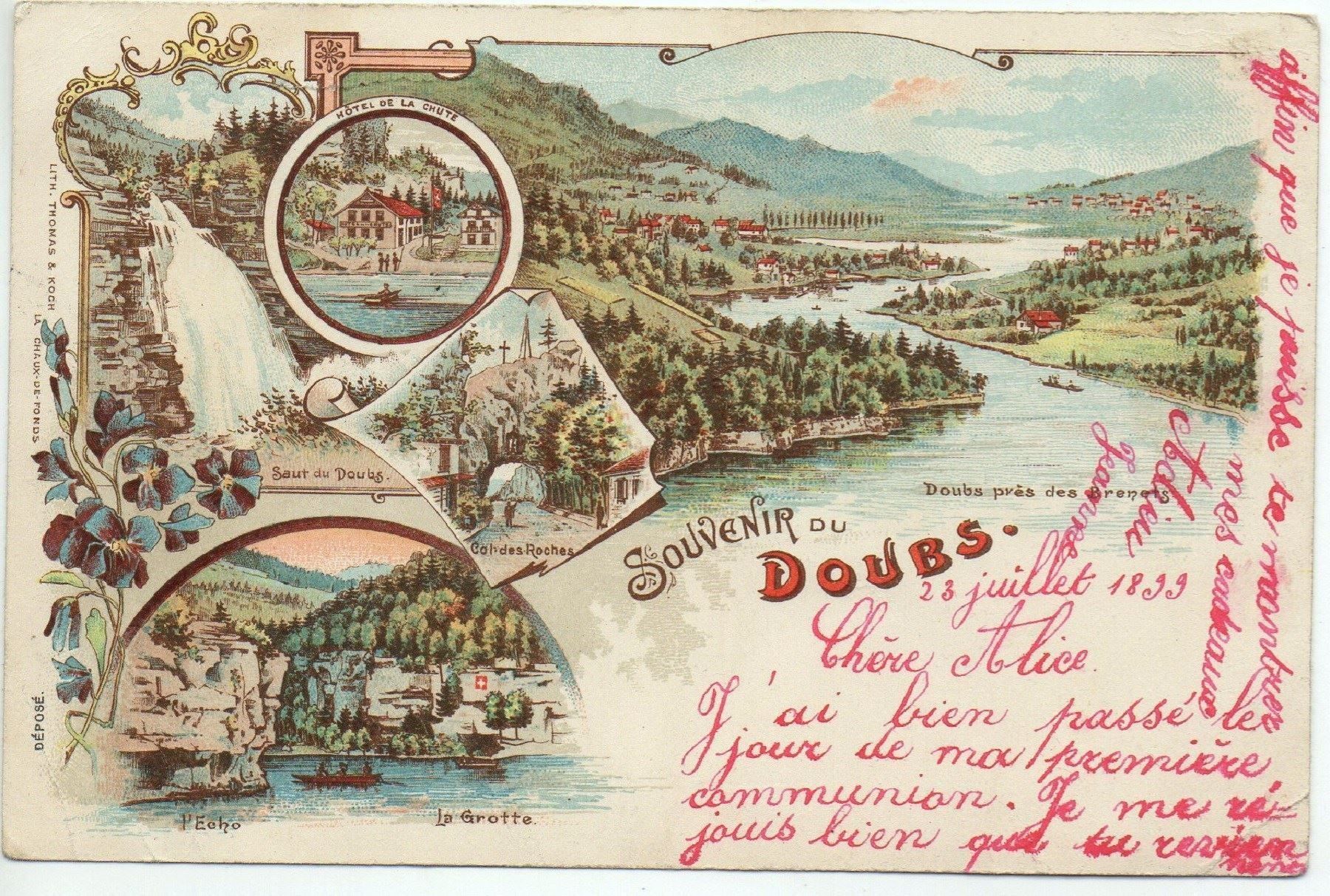 Ansichtskarten: LITHO Souvenir du Doubs 1899 – Gebraucht aus Jona von philajona