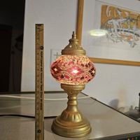 Tischlampe Mosaik rot goldfarben Höhe 30cm guter Zustand