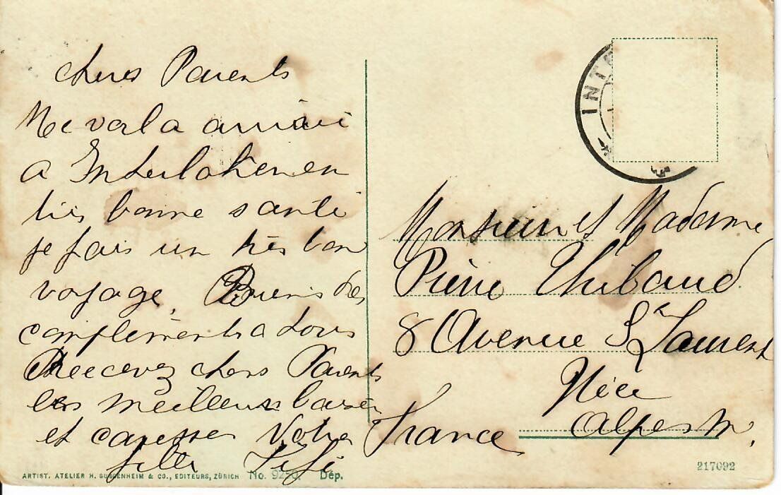Cartoline postali: Interlaken – Usato da Hochdorf venduto da Ziegel-16 1
