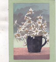 Kitsch Blumen Tasse Edelweiss