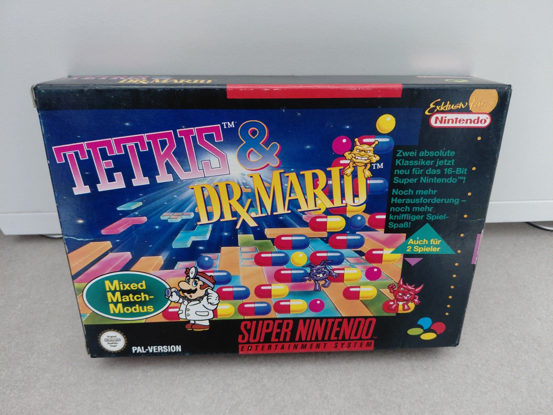 Spiele: Tetris & Dr. Mario, SNES, mit OVP – Gebraucht aus Uezwil von -Retrogames-