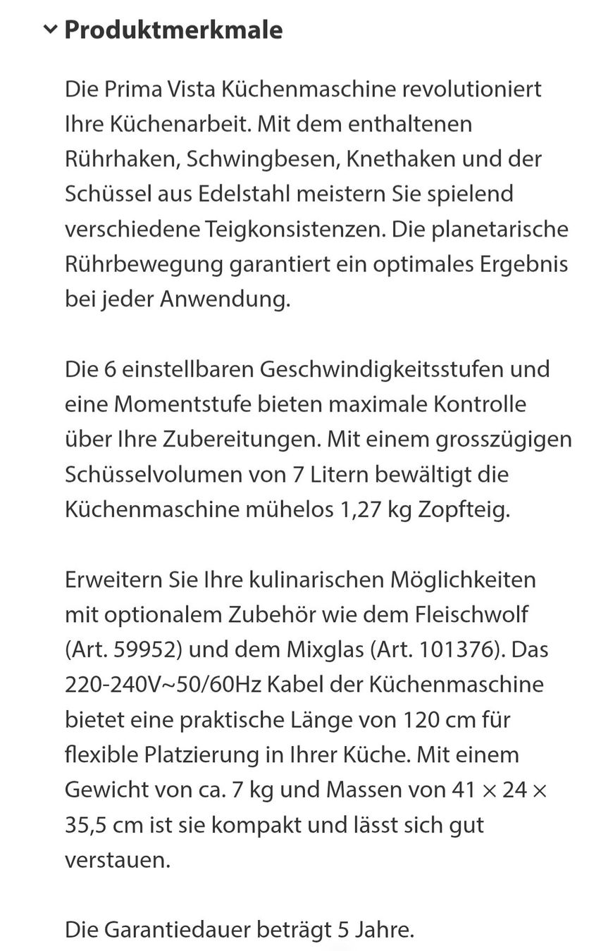 Appareils de cuisine: Knetmaschine – D'occasion à Walperswil par LBPL 2