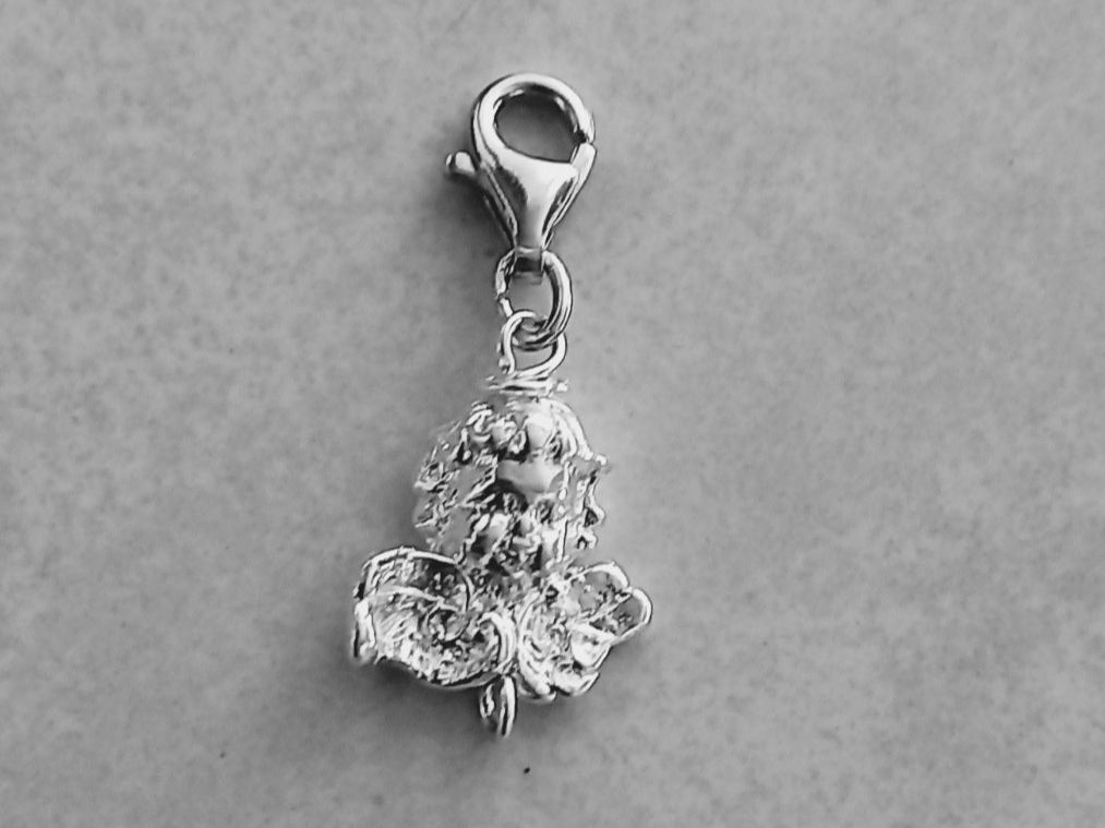Ciondoli: Silber 925 Engel Kopf Anhänger mit Karabiner. – Nuovo e nell'imballaggio originale da Winistorf venduto da acreativ2
