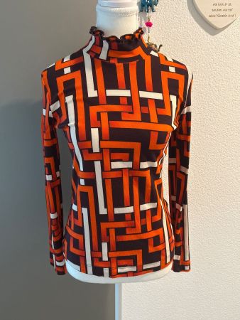 Damen Langarmshirt mit Kragen + Muster von Ilienfels Gr. 36
