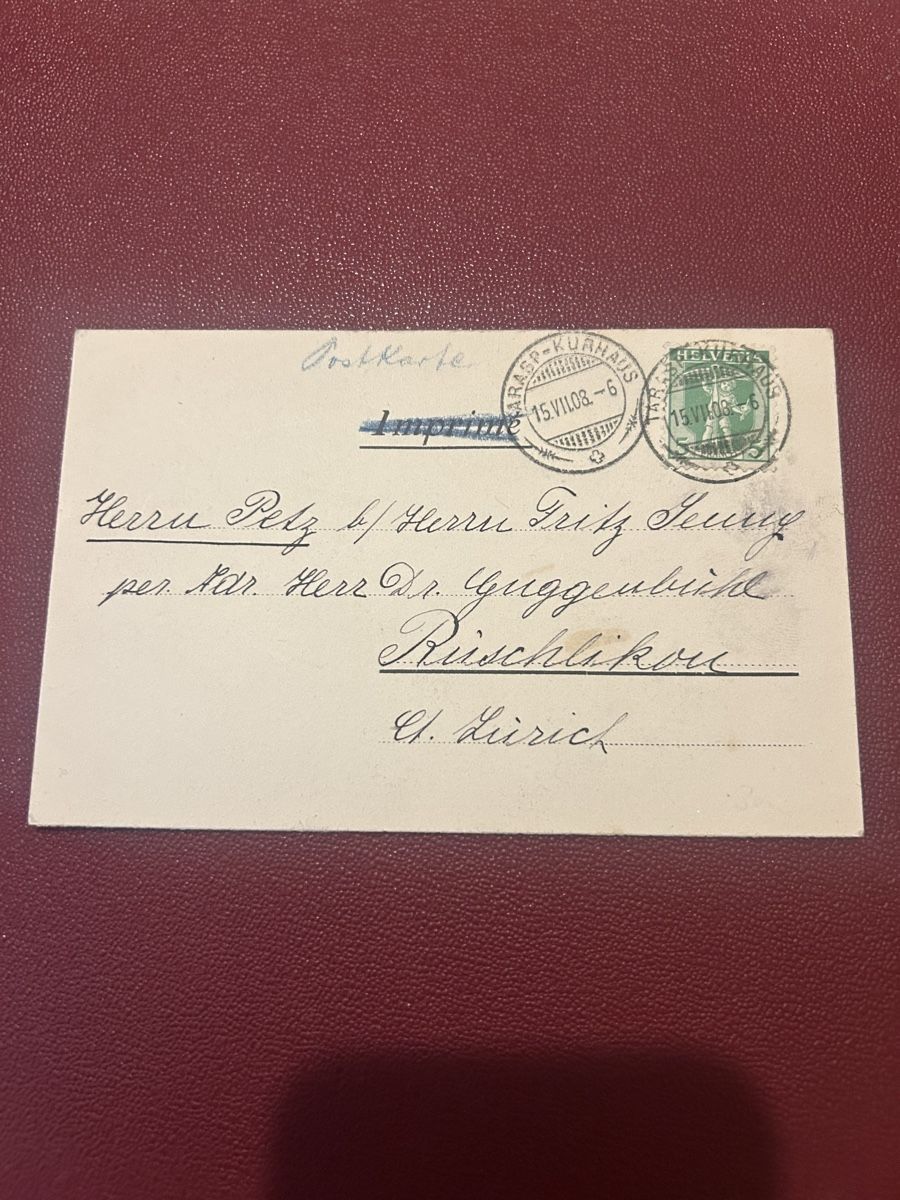 Cartes postales: Tarasp Kurhaus 1908 – D'occasion à Breganzona par Milesbo 1