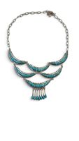 Vintage Zuni Türkis Inlay Collier Sterling Silber 925 Kette