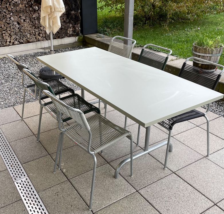 OEF Furnishings Klapptisch, 180 Cm, Aus Legiertem Stahl & Kunststoff – Hellgrau, Faltbar & Leicht – Maße: 30 X 72 Cm (zusammengeklappt)