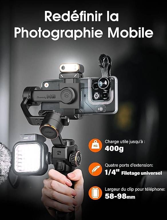 Action Cam: Stabilisateur Hohem iSteady M6 Kit, avec éclairage, noir – Gebraucht aus Les Paccots von jco_hrs6 2