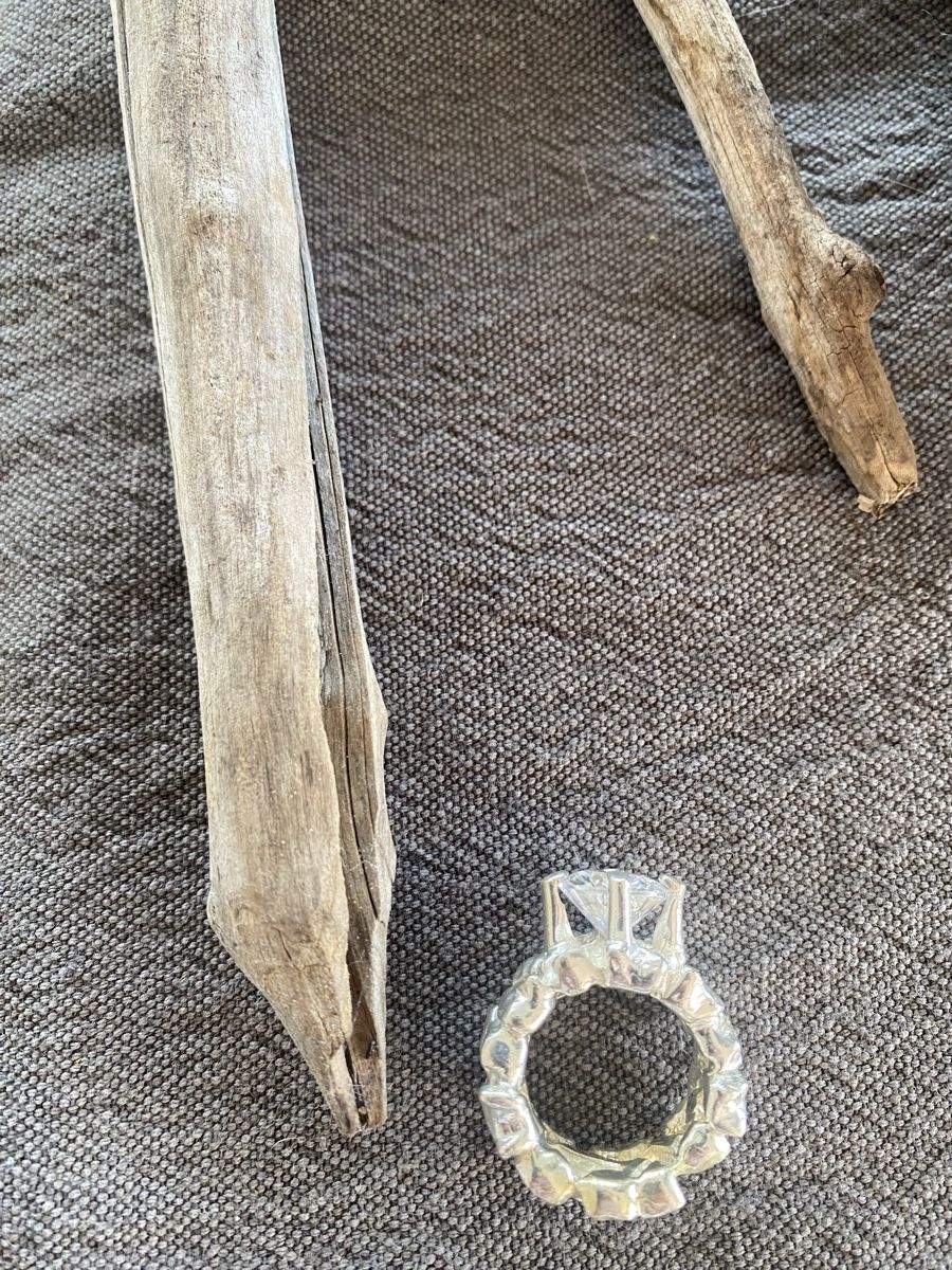Anelli: Silberring breit mit Bergkristall, Durchmesser 20 cm – Usato da Steinen venduto da Gigeri75 1