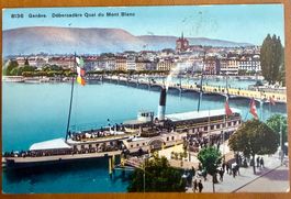 Genève - Bateau à vapeur "La Suisse" au Débarcadère - 1915