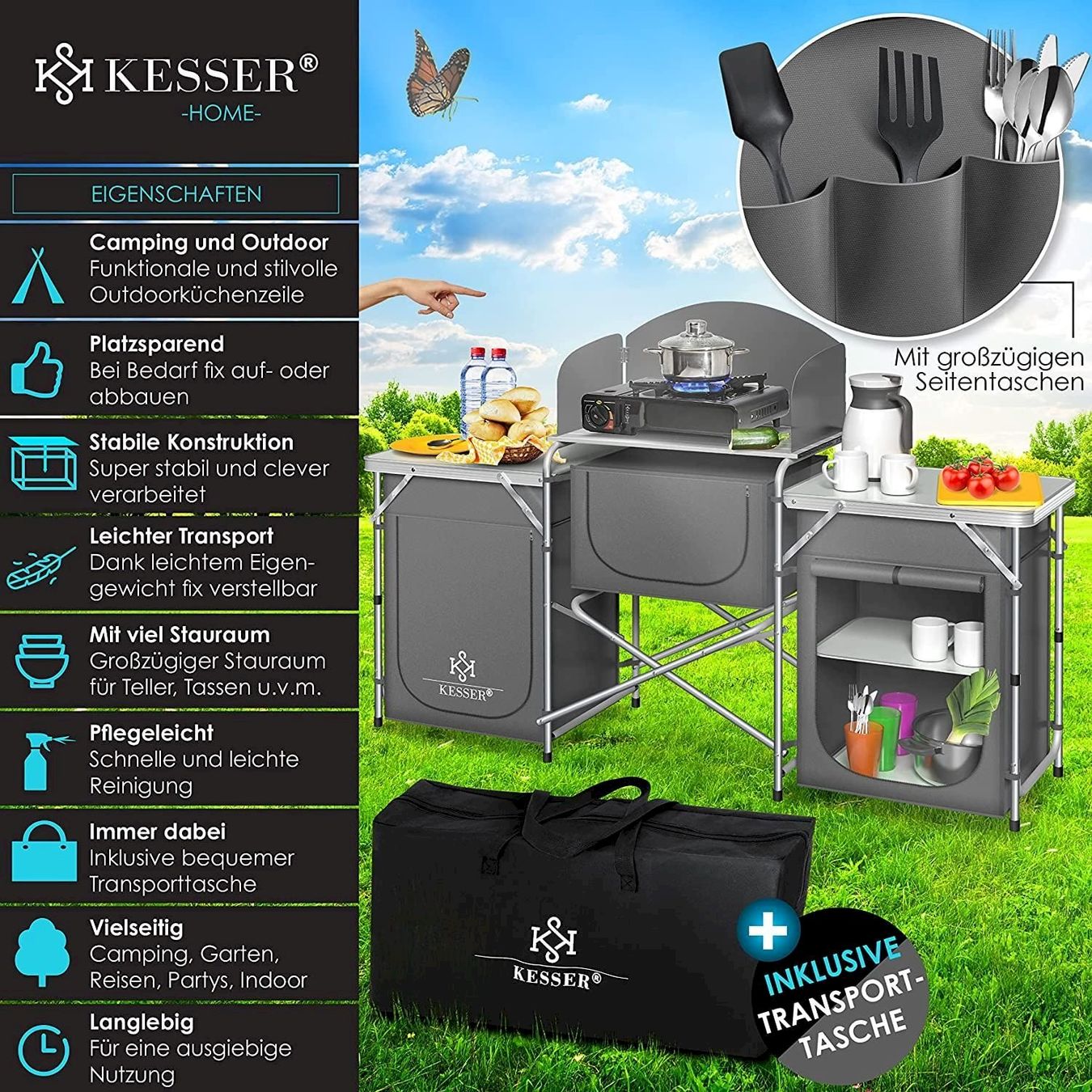 Cucinare, Mangiare & Bere: KESSER Alu Campingküche BIG GRAU – Nuovo e nell'imballaggio originale da Bottighofen venduto da zaap 2