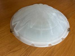 Deckenlampe, strukturiertes Milchglas, Art Deco, Ø40cm, 90er