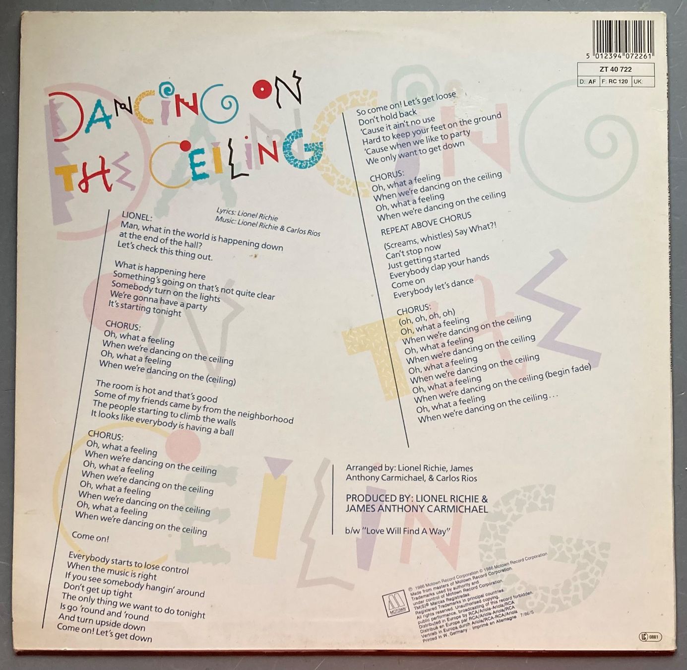 Vinyles: LIONEL RICHIE - DANCING ON THE CEILING – D'occasion à Poliez-Pittet par Newtown-Records 1