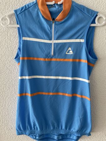 Trikot blau orange S Damen Radbekleidung Weste