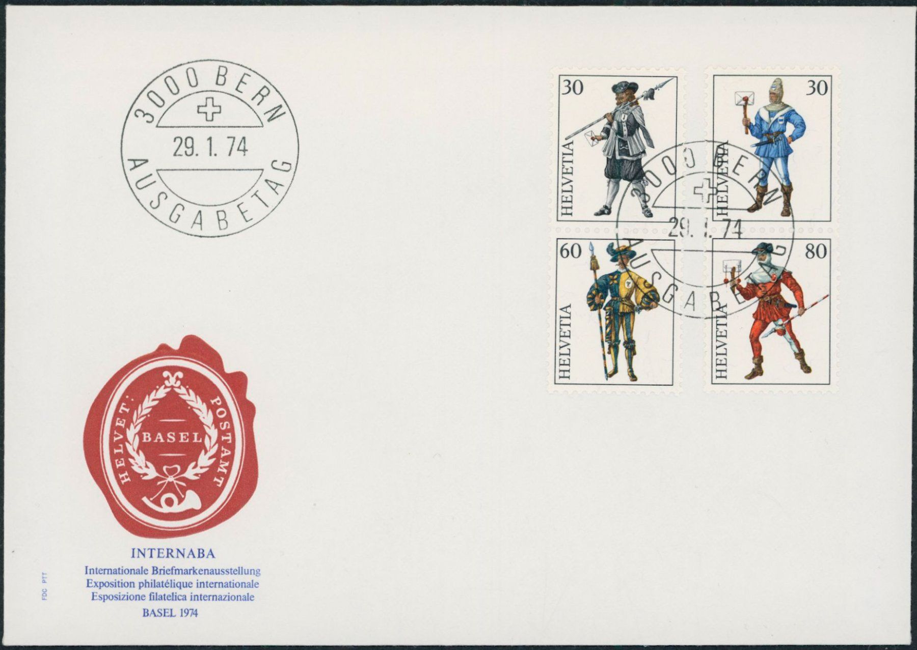 Tutti i francobolli: 1974 - Internaba - Zusammenhängende - Blockausschnitte - FDC – Usato da Schindellegi venduto da leecollect 1