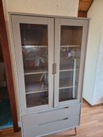 Meuble vitrine gris avec tiroirs bon état