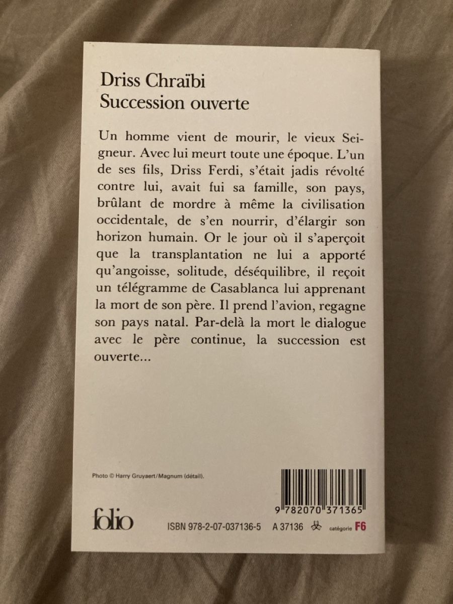 Libri: Succession ouverte - Driss Chraïbi – Usato da Neuchâtel venduto da Tradeboi 1