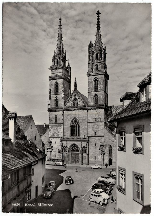 Cartoline postali: Basel, Münster, Oldtimer, um 1950 – Usato da Frauenfeld venduto da POML