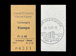 Castasegna Stampa Postauto Edmondsonsches Billett Karton