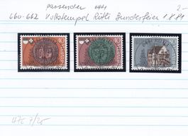660-662 passender Vollstempel 6441 Rütli Bundesfeier 1.8.81