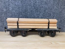 2er Set Märklin Spur 1 Drehschemelwagen mit Holz beladen