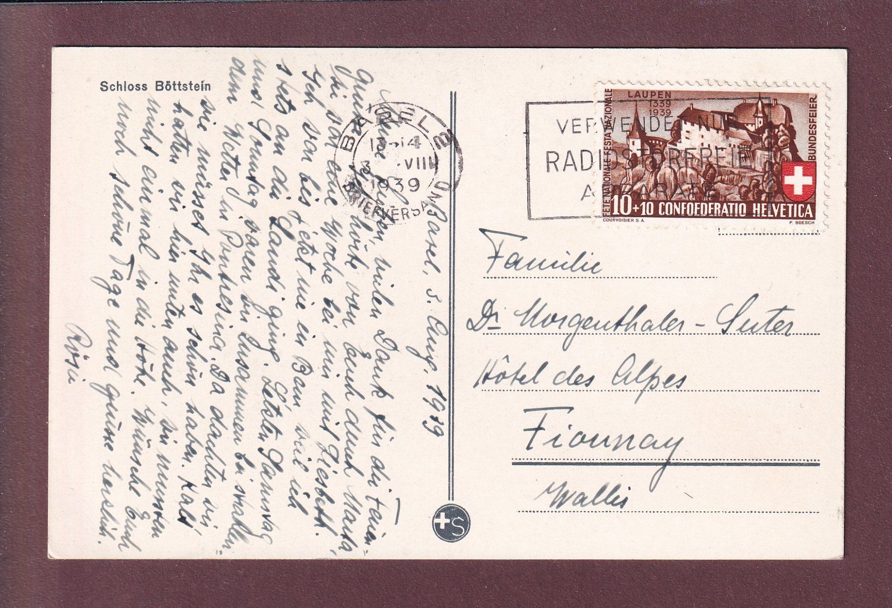 Cartes postales: SCHLOSS BÖTTSTEIN - 1939 – D'occasion à Pully par nicecards 1