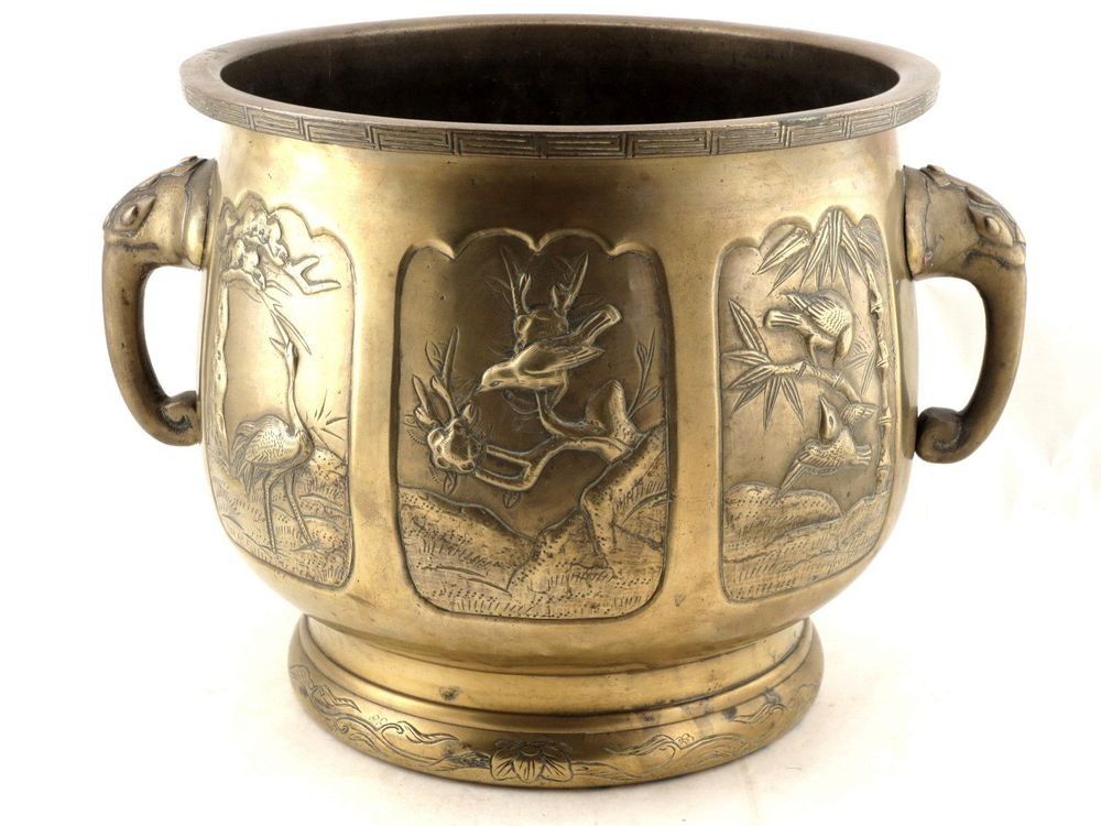 Blumentöpfe: BLUMENTOPF CACHEPOT JAPAN, ca .1900, Messing, wunderschön! – Gebraucht aus Zürich von kostbares