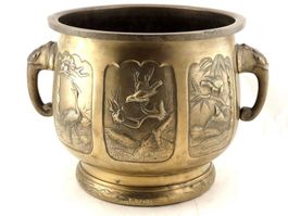BLUMENTOPF CACHEPOT JAPAN, ca .1900, Messing, wunderschön!