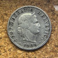 Z1 Abart 20 Rappen Schweiz 1908 Stempelrisse