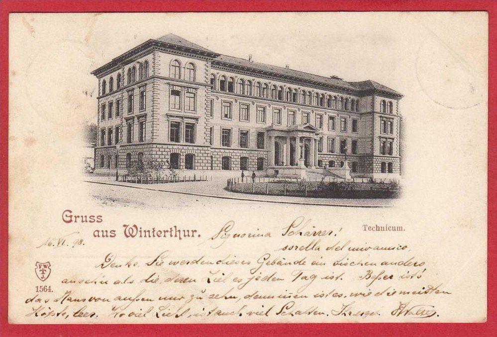 Cartoline postali: WINTERTHUR TECHNIKUM 1898, STEMPEL! – Usato da Grüningen venduto da Kartenlaube