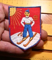VINTAG Badge SWISS Skifahrer rot ST.GALLER STICKEREI