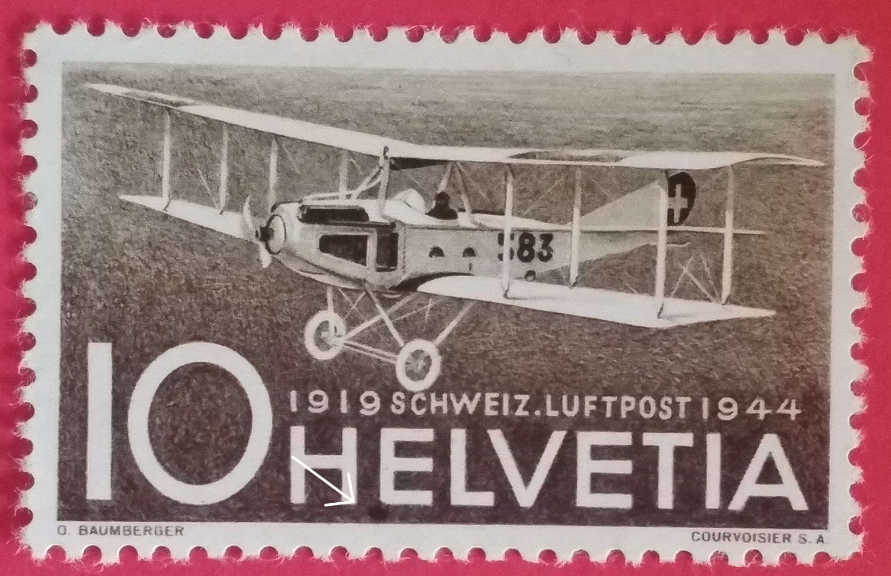 Tous les timbres: MA70) F37, Flugpostmarke Abart Retusche unter E postfrisch – Neuf (Voir description) à Baden par Eggi