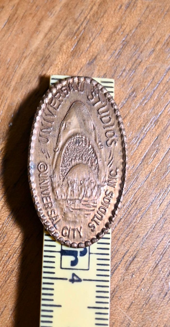 Tutti le monete: 70s UNIVERSAL STUDIOS Jaws CALIFORNIA pressed PENNY – Usato da Pfaffhausen venduto da mono_rec 1