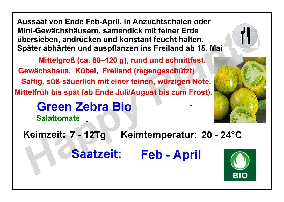 Piante & sementi: Green Zebra - Salattomate - 25 Samen – Nuovo e nell'imballaggio originale da Sumiswald venduto da Cham14559 4