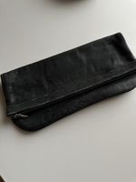 Schwarze Leder Handtasche / Clutch – Top Zustand!