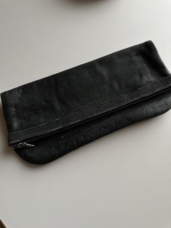 Schwarze Leder Handtasche / Clutch – Top Zustand!