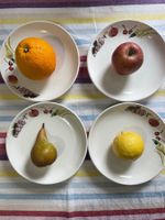 Keramik Frucht Teller 4 Stück Handarbeit Veggi Style