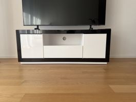 Designer TV-Lowboard Schwarz/Weiss Hochglanz