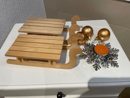 Holzschlitten Deko Set 2 Stk. neuwertig, zum Basteln