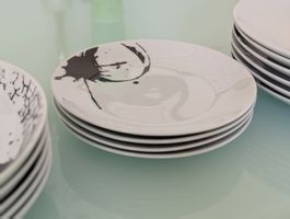 Teller Set EXCELSA Motiv schwarz weiss 
