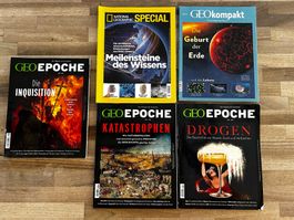 5 Zeitschriften Geo Epoche, Nationa Geog. und Geo Kompakt