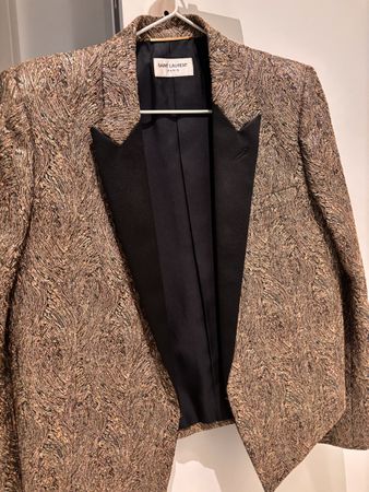Elegant YSL Brocade Evening Blazer Gold Black Gr. 38