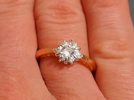 Ring mit Zirkonia, vergoldet 585, 3g, size 8 (57)