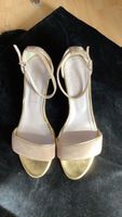 Sandalen Marie Claire Gold Beige Wildleder gut Keilabsatz 37
