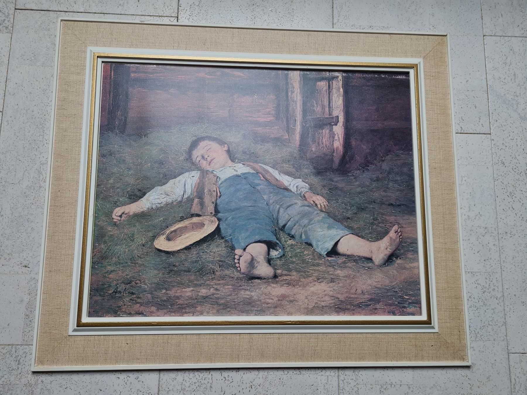 Foto & Immagini: Bild von Albert Anker Schlafender Knabe im Heu – Usato da Bern venduto da Calvaro