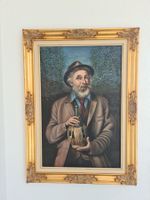 Huile sur toile  - Portrait d'un homme au vin!
