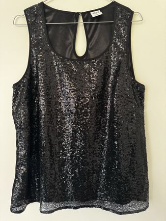 Schwarzes Pailletten-Top GR L